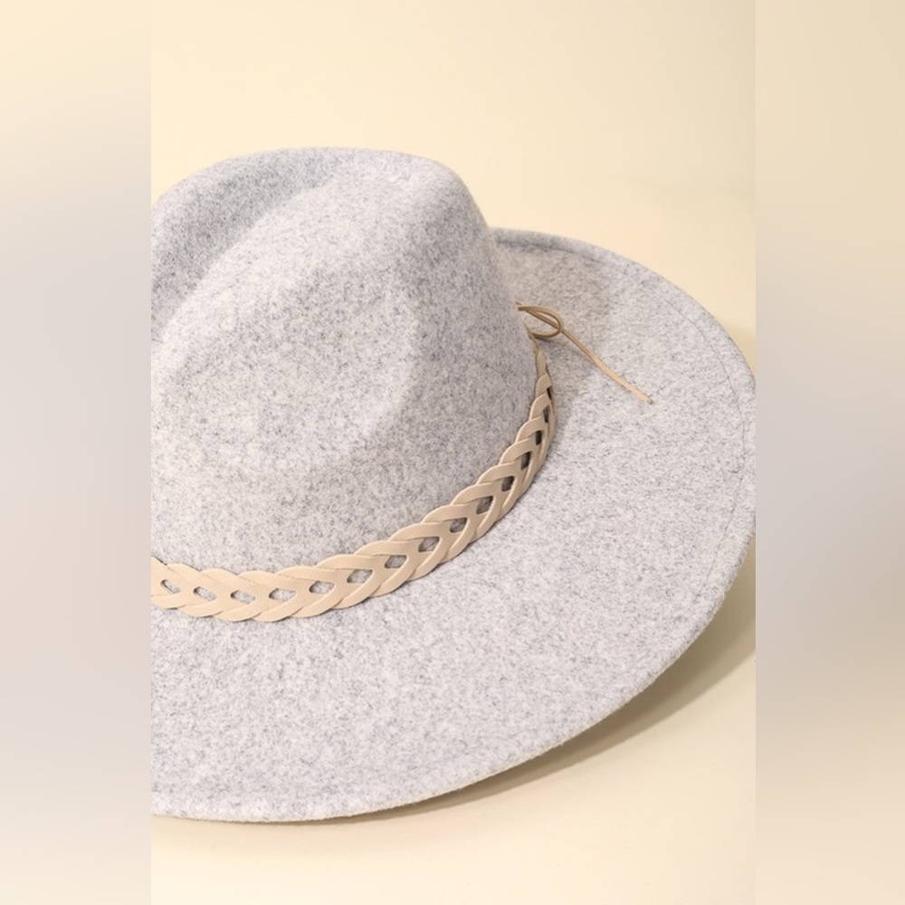 Light Gray Wide Brim Fedora Hat - Picture 8 of 8